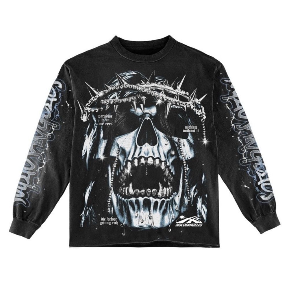 369 Los Angeles Bold Skull Graphic Long Sleeve Tee